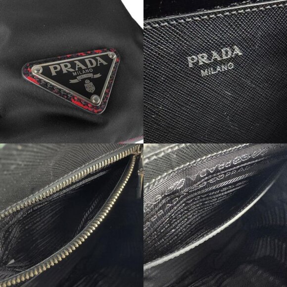 Prada Regal Check Print Black and Red Backpack